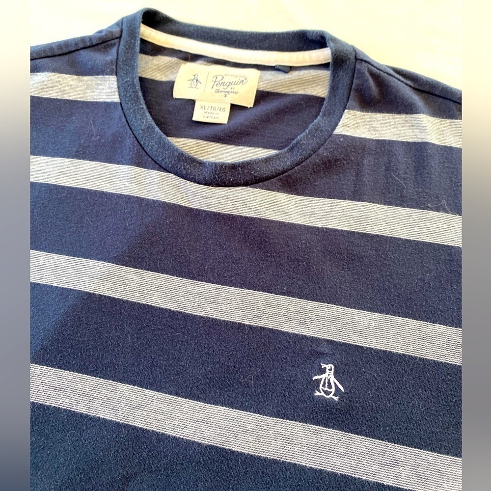 Vintage Original Penguin Retro Striped Blue and Grey Design is a favourite. XL - Picture 3 of 10